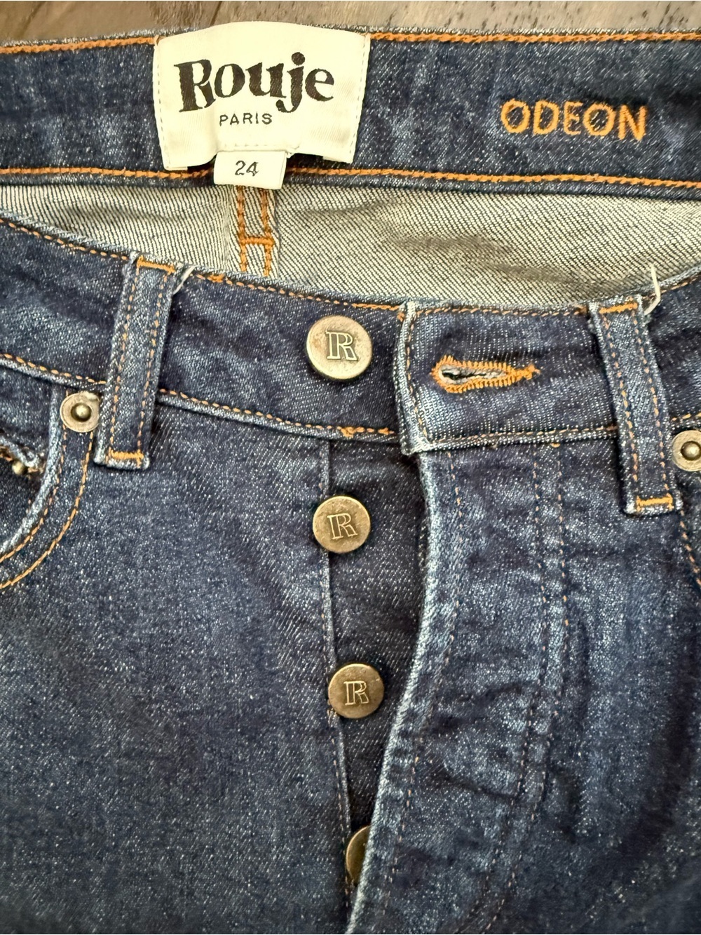 Rouje Paris Odeon Jeans 24 Dark Wash High Rise French Girl CBK - Picture 4 of 9